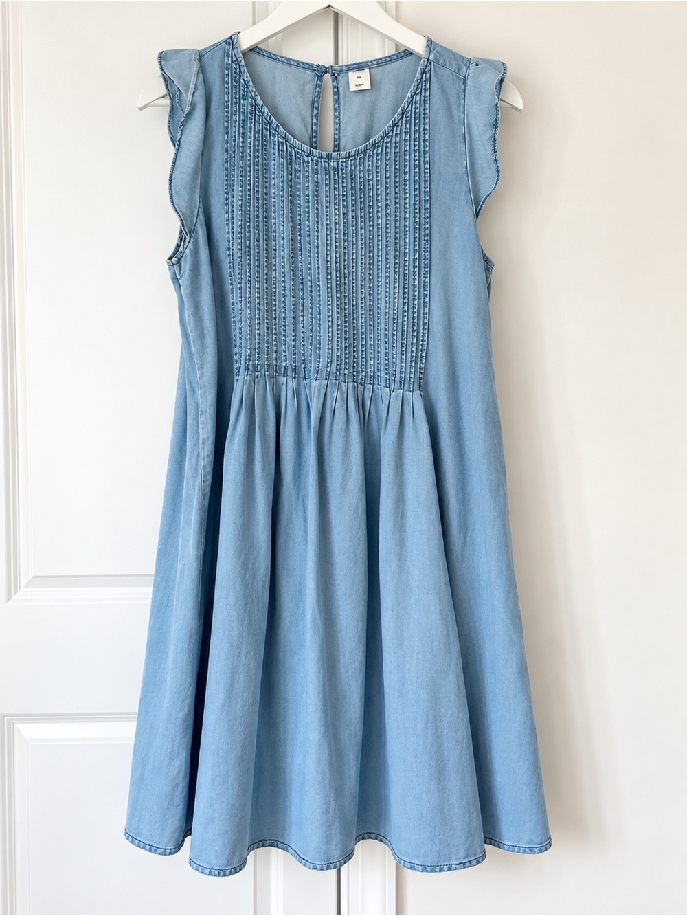 Old Navy Light Blue Chambray Dress with Pintuck Bodice